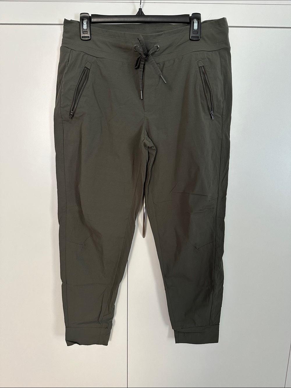Athleta Olive Green Drawstring Zip Joggers